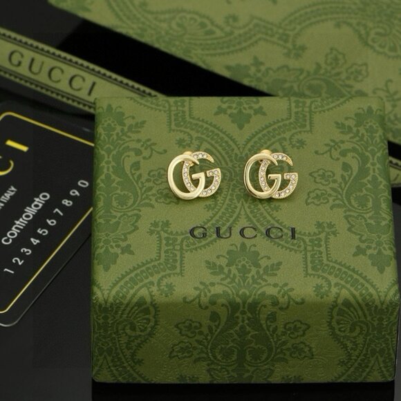 Polished Gold Gucci Monogram Earrings - Picture 1 of 6